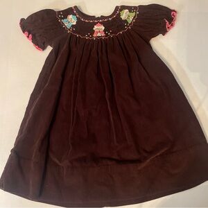 Kelly's Kids Brown Dress with Colorful Embroidery